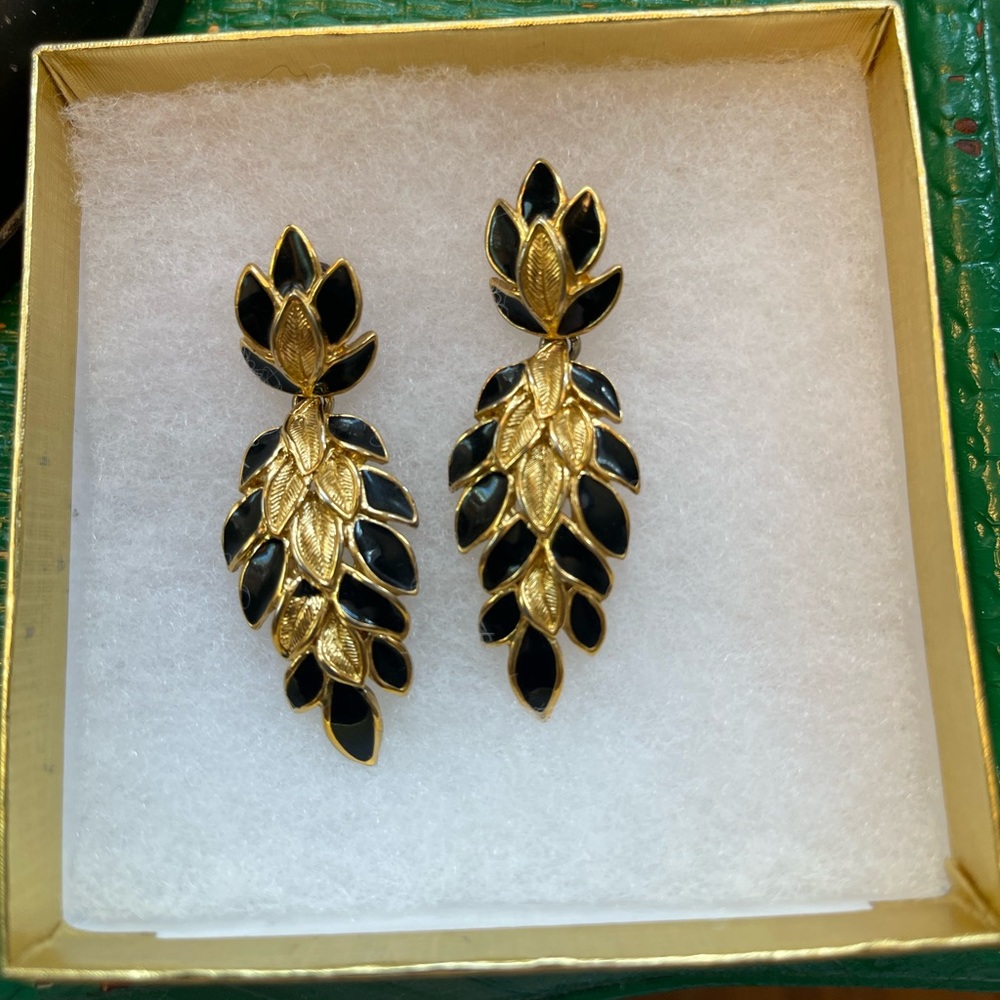 Gold & black Trifari earrings.